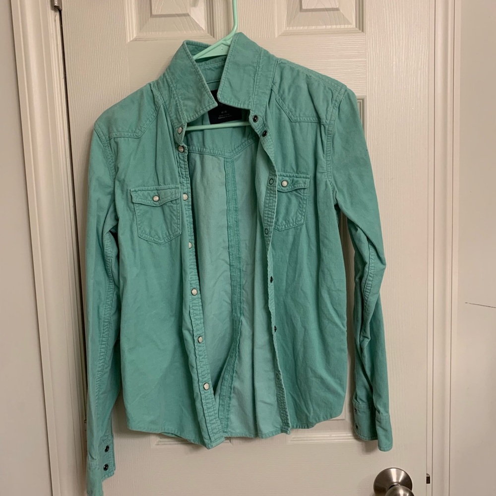 Mint courduroy button down shirt